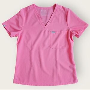 Figs Pink V-Neck Women's Top